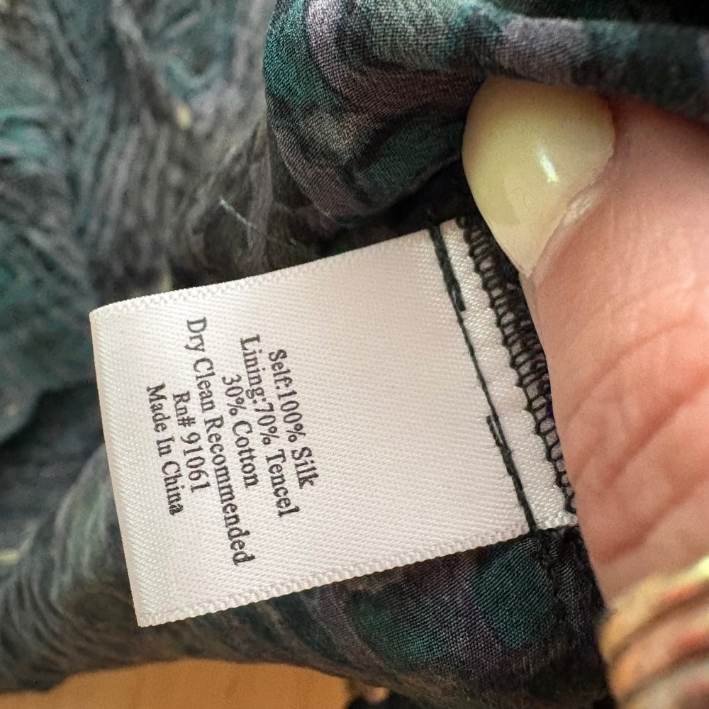 JOHNNY WAS BIYA Green Silk Swing Dress Size Small‎ - Picture 6 of 8